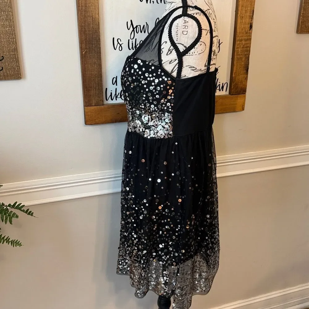 Emerald Sundae Black and Silver Sequin Mini Dress